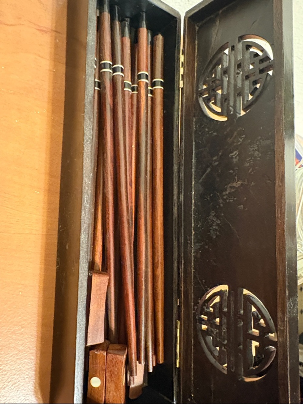 Wooden Brown Chopstick Set with Decorative Case